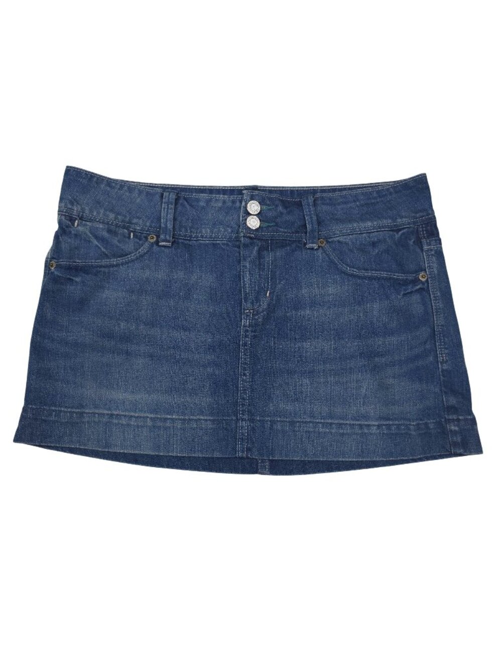 American Eagle Womens Denim Mini Skirt Size 8 Casual Cotton Embroidered Pockets